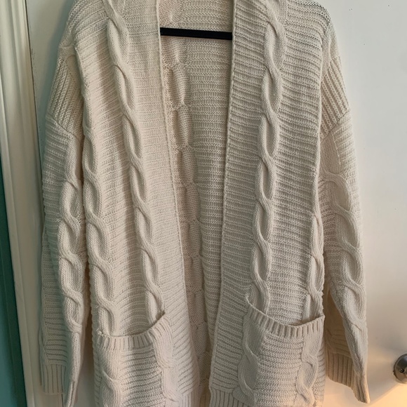 Sweaters - Off white cable knit cardigan sweater